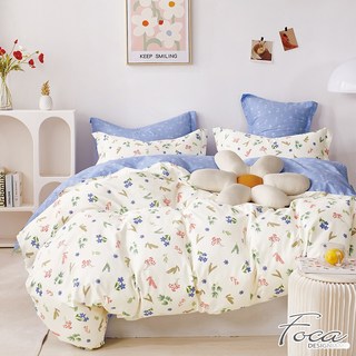 Foca 盈盈花語 韓風設計 精梳純棉 AB版雙面兩用被床包組 單人薄枕套床包組