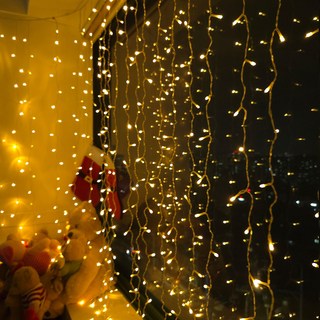 크리스마스 LED 24V 롱커튼전구 400구 홈 인테리어 창문 테라스(1.9*2M), 1개, 웜색