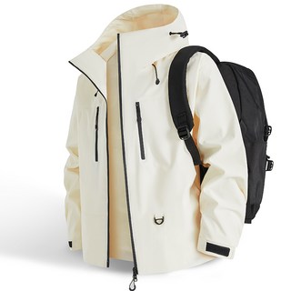 情侶款連帽沖鋒衣夾克 學生戶外休閒防風登山外套