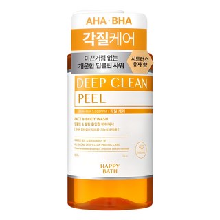 HAPPY BATH Deep Clean果酸水楊酸角質護理潔顏沐浴露 木質調柑橘香, 900g, 1瓶