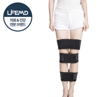 라이프엠디 3단 분리형 오다리 교정 밴드 바른 자세 다리 교정기 오자 x자 휜다리 고정 압박 벨트 무릎 보호 패드 다리묶기 하체 묶기 기구 남녀공용 블랙, 1세트
