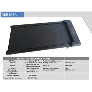 lennbo H01A 摺疊跑步機 1-6KM/H 速度範圍 120KG 承重 LED 顯示螢幕, 黑色, DK01
