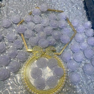 蓝天嗨購 立體山茶冰透螢火蟲夜光【卡1.9cm】手工DIY飾品-夜光樹脂花, 紫（直徑1.9cm）, 1個