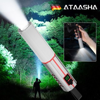 Ataasha led 충전식 손전등 줌 초강력 후레쉬 캠핑랜턴 고휘도 강한 지속력, 1개, 그레이