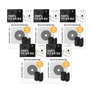 이브차콜 천연 압축 숯 탈취제 습기제거 도넛 부착형, 5개, 12g