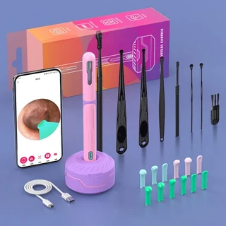 카메라 세트가있는 귀 청소기 HD 스틱 검 이경 USB C 충전 내시경 제거 도구 Earpick NK3 Pro, 08 Set1-Pink Set
