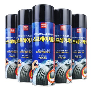 지엠지모터스 초강력 눈길 자동차 타이어 스프레이 체인, 5개, 500ml