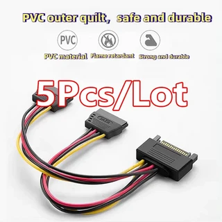 쿠쿠스토어 MINGCVIL SATA 분배기 1 남성 - 2 케이블 하드 HDD 전원 어댑터 컴퓨터 Y자형 PC, 02 5PCS