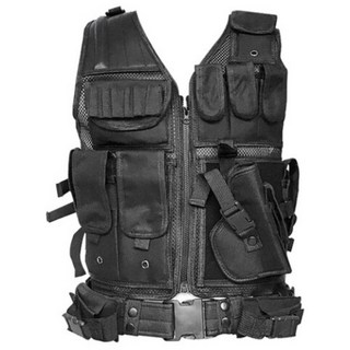 백오브파워 전술조끼 밀리터리조끼 군용 경호용조끼 작업조끼 남성조끼 서바이벌조끼 공구조끼 배달조끼, 검정색, 1개