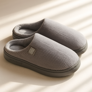 조온하루 포근한 코듀로이 방한 털 겨울 슬리퍼 실내화
