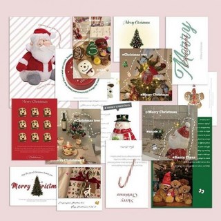 크리스마스 데코 엽서 카드 15장세트 성타절 꾸밈 인테리어 대량주문 행사 선물 단체 교회 성당 학원, 상세페이지 참조, 크리스마스 데코 엽서카드 15장팩