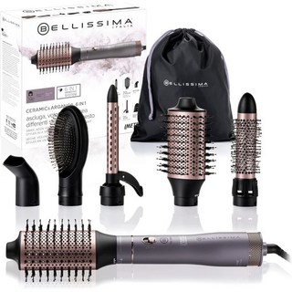 Imetec 벨리시마 에어 원더 열풍 브러시 이온 기술 세라믹 케라틴 코팅 건조 볼륨 액세서리 8개 1000W, 6 accessories argan oil techno