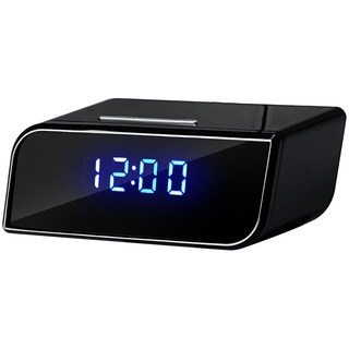 CHICHIAU WIFI 4K 電子鐘造型無線網路夜視偽裝型微型針孔攝影機 CK1 影音記錄器, 黑色