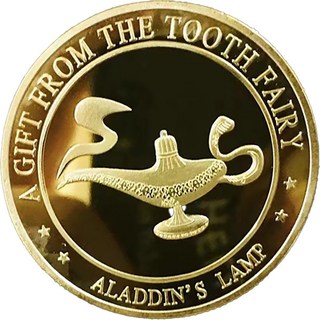 牙仙子金幣 星座金幣 鍍金紀念幣 兒童換牙禮物 許願幣 20款, 神燈-牙仙子金幣, 1個