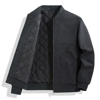 素色棒球領加厚保暖短款棉服外套