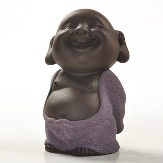 彌勒佛擺件 彩砂陶嘻哈笑佛 紫砂人生如意裝飾品, 哈哈佛