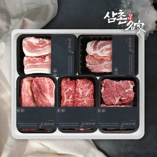 [삼촌밥먹자] 1등급 한우 한돈 선물세트 1.4kg(등심+채끝+안심+삼겹+목살), 1박스