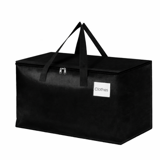 하루꿈 대용량 이사박스 이사가방 다용도 정리 파우치 이불 의류 수납 정리함 접이식 방수, 블랙, 1개