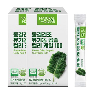 네츄럴올가 동결건조 유기농 컬리케일 100% 곱슬케일 분말, 60개, 1g