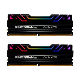 AITC 艾格 KINGSMAN RGB 電競 DDR4 32GB(16Gx2) 3600MHz 雙通道桌上型電腦記憶體, 黑色+黑色