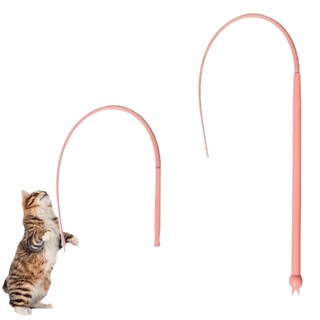 moon pet 실리콘 쥐꼬리 고양이 장난감 낚시대, 1개, 핑크