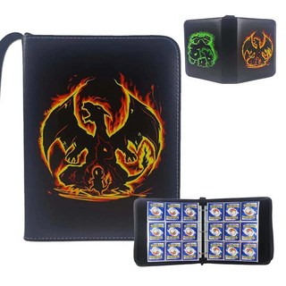 寶可夢卡牌收集冊，適用於PTCG卡本，收納保護卡片, 1個, R款,四格【黑色卡頁】50頁400卡位