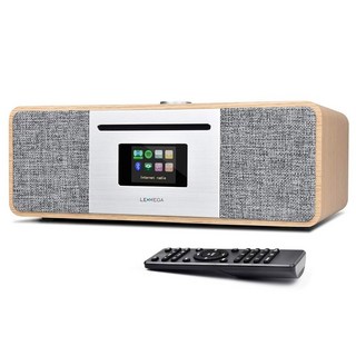 LMEGA MSY5 CD 플레이어 FM 디지털 라디오 인터넷 스포티파이 커넥트 블루투스 스피커 스테레오 사운드 USB 충전 시계 알람 리모컨 제어 화이트 오크 피니시, MSY5 White Oak, MSY5 White Oak