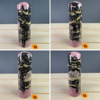 【晶星】天然紅薔薇輝石圓型印章 個人章 玫瑰石 薔薇輝石 原礦 礦石 水晶印章 開運 招財, 1個, O