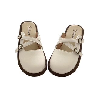 셀럽당 여성화 여름 가죽펀칭 가보시샌들 미끄럼방지 여성뮬 샌들 YR0239-KR