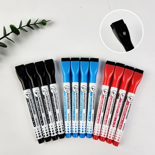 하루닷 화이트보드 마커펜(12개) 자석 지우개 달린 보드마커펜, 블랙4개+블루4개+레드4개