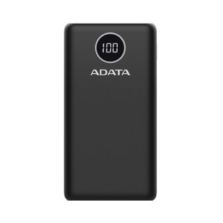 ADATA 威剛 P20000QCD 數位顯示 20000mAh 18W PD QC3.0 快充 行動電源, 黑