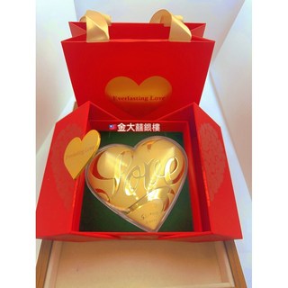 金大囍銀樓 AU999 黃金 52mg 情人節送禮 生日禮物, 1個, LOVE2,粉色愛心禮盒
