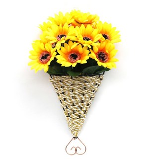 가정집 벽 장식 실내 조화 꽃 바구니 방 소품 플라스틱 모조품, 제비걸이 블루해바라기 걸쇠