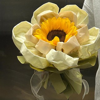 皇運之家百貨店 創意太陽花玫瑰花束成品仿真花手捧花 創意生日畢業禮物送女生, 1個, 梧聲-