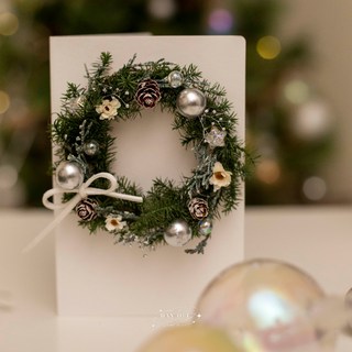 DAY OFF 聖誕卡片手工小花圈卡片 聖誕節交換禮物 仿真乾燥花聖誕裝飾, 聖誕節限定款, 1個