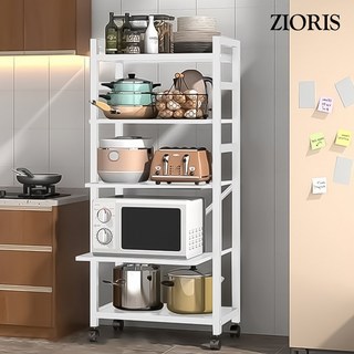 지오리스 수납완성 이동식 다용도 전자레인지 및 밥통 주방 수납장, 화이트