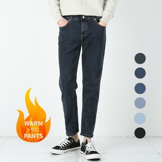 [데님공방] 6컬러 겨울 융털 본딩 기모 스판청바지 히든밴딩 슬림일자핏 데님팬츠 S-5XL