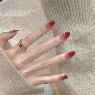 顯白美甲貼片 韓式指甲貼片假指甲片 穿戴甲 美甲貼片 新年穿戴甲 可拆卸式美甲貼, 1個, S355長島冰茶,M【送工具包】胖胖手戴