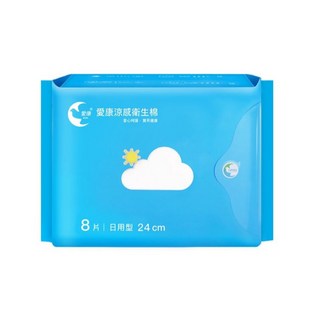 icon 愛康 透芯涼感衛生棉，極致棉柔，舒緩悶熱，超強吸收，透氣乾爽，輕巧貼身, 日用型(24CM)8片, 5個, 1套
