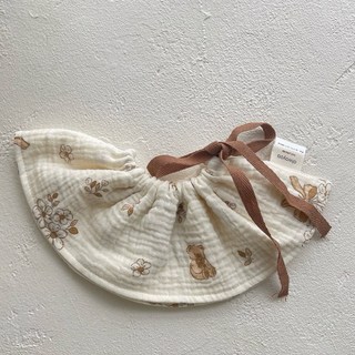 嬰兒純棉四層紗繫繩360度圍兜 I96011, 捧花熊, 1個