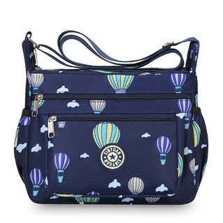 牛津布休閒斜挎包，大容量防水女士單肩包, 藍氣球,寬25高20厚11釐米