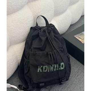 多巴胺風 輕便雙肩包 抽繩束口運動背包 男女通用, 黑色大號,單號一個, 1個