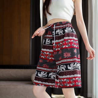 여성 여름 에스닉 쿨링 반바지 몸빼 하이웨스트 밴딩 빅사이즈 쿨팬츠