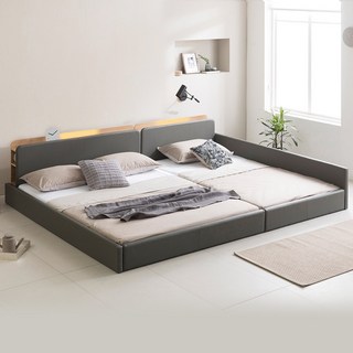 인홈 라온 LED 수납 저상형 패밀리 침대 국내제작, 그레이