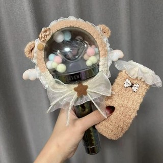 커튼캔디 응원봉꾸미기 응원봉리본 응원봉스트랩 비즈, 밀크티플라잉스쿼럴, 막대머리만, 1개