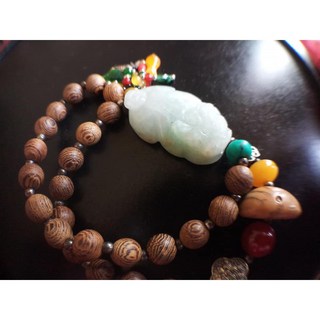 A貨冰種 招財貔貅 搭雞木翅 菩提子 綠松石 兩圈手鍊