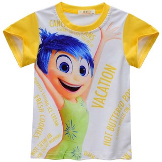 새로운 영화 Inside Out 2 코스튬 여아 Joy Envy 귀여운 티셔츠 옷 사랑하는 어린이용 생일 선물