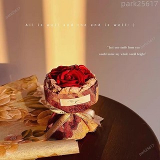 全店低價 口袋花束 永生玫瑰花 乾燥玫瑰花 玫瑰小花束 迷你小香風花束玫瑰花幹花永生花結婚伴手禮物複古牛仔布藝送女友, 復古藍,單花束