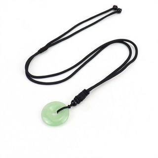 熱賣鏈天然水晶紫晶虎石平安扣黑繩鏈子可調節項鍊，時尚百搭，守護平安，展現個人品味, 綠東陵, 1個