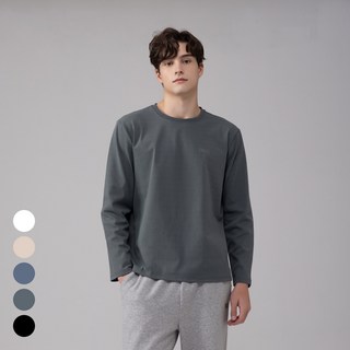 에버라스트 남성 레귤러핏 긴팔 티셔츠 무지티 기본티